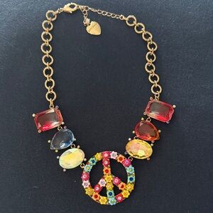 Betsey Johnson Multicolor Peace Sign Necklace